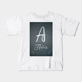 Initials Letter A Newborn Baby Name Ava Kids T-Shirt